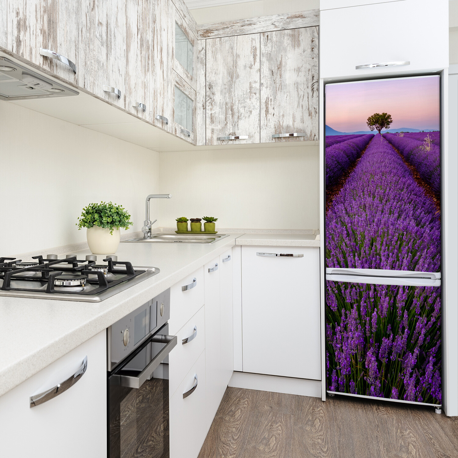 Home Refrigerator Wall Self Adhesive Removable Sticker Landscapes Lavender field