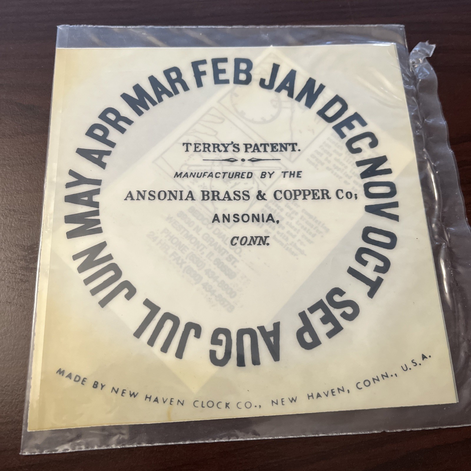 NEW HAVEN ANSONIA MONTH TRANSFER DECAL for Antique Clock Restoration CP127 NOS