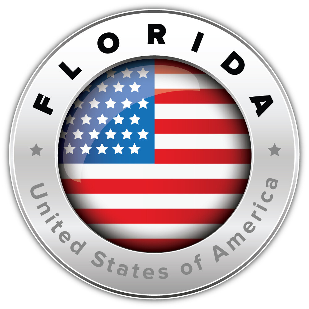 Florida USA State Flag Silver Emblem Car Bumper Sticker Decal "SIZES"