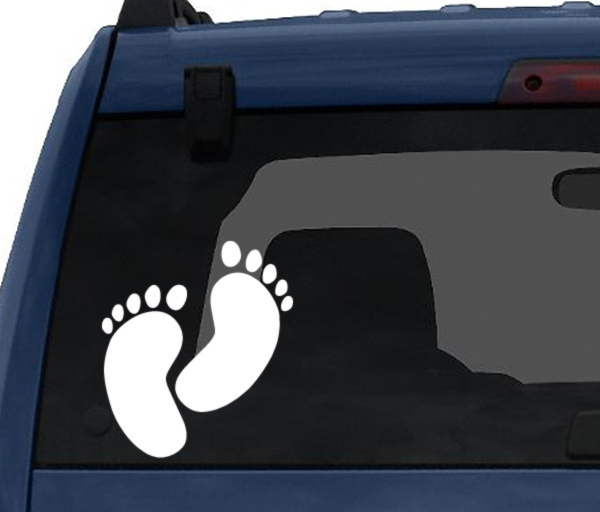 Baby Newborn Icon #8 – Ink Stamp Style Foot Prints – Car Tablet Vinyl Decal