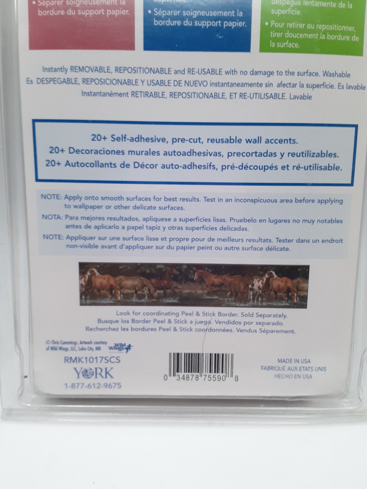 Roommates For Kids peel & stick 24 removable decals / appliques Wild Horses NIP