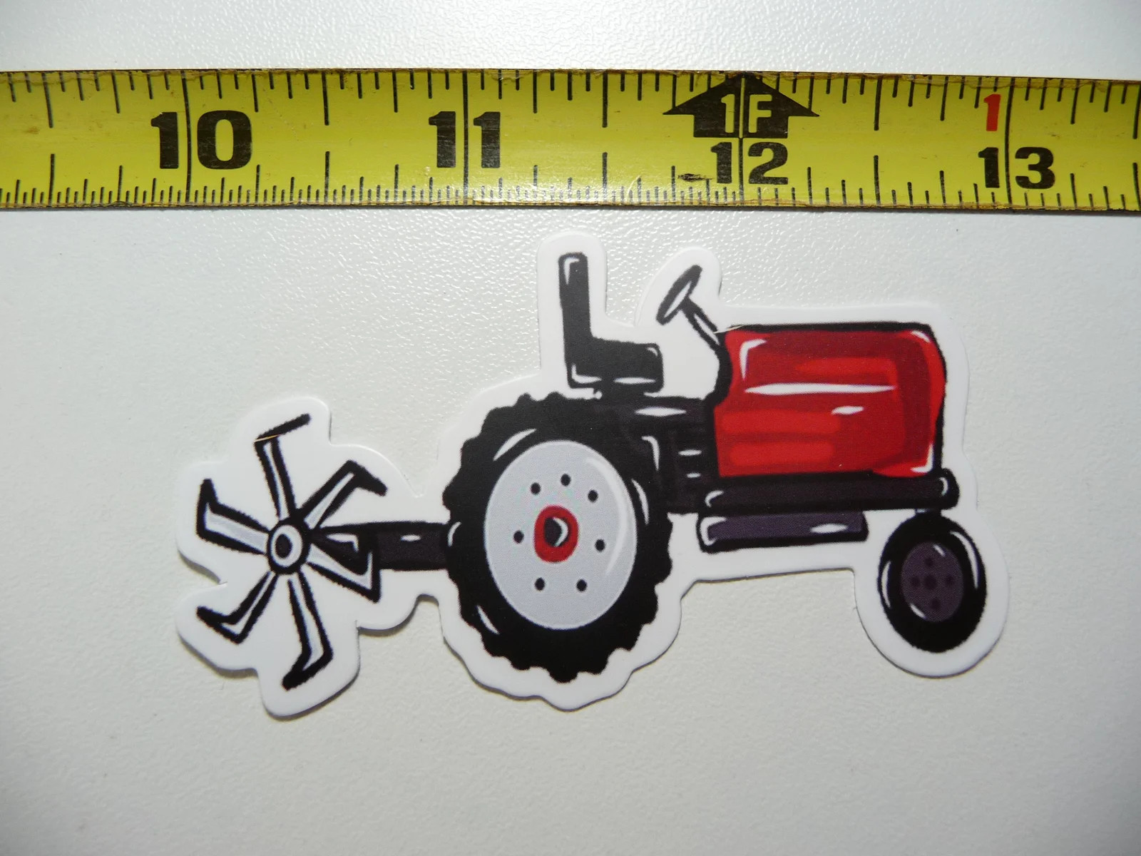 CARTOON TRACTOR WITH HAY RAKE SMALL STICKER DECAL HEAVY EQUIPMENT CONSTRUCTION