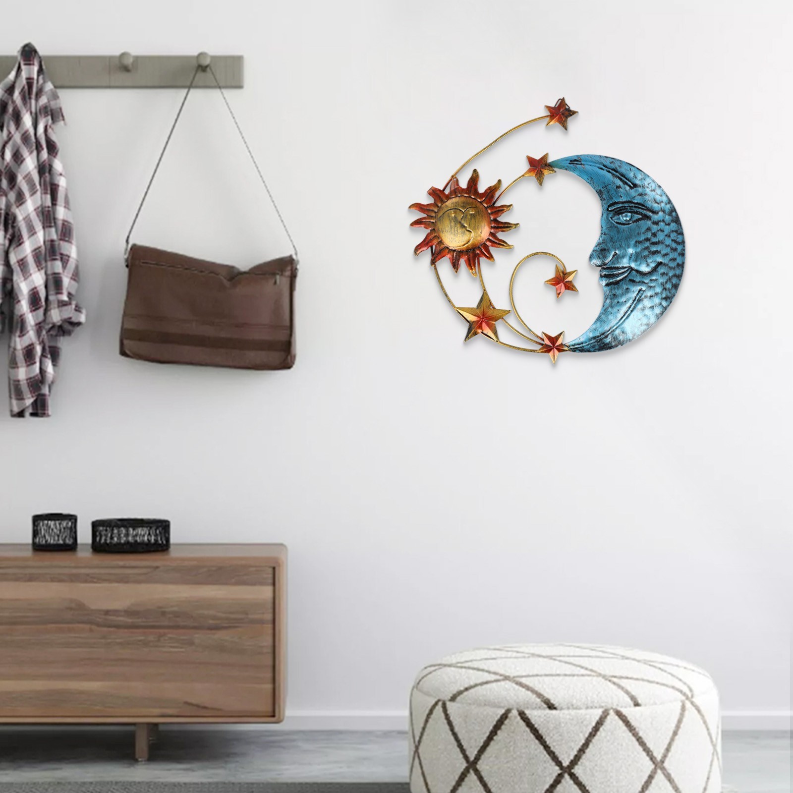 Charming Outdoor/Indoor Metal Moon and Sun Wall Decor Enchanting Design
