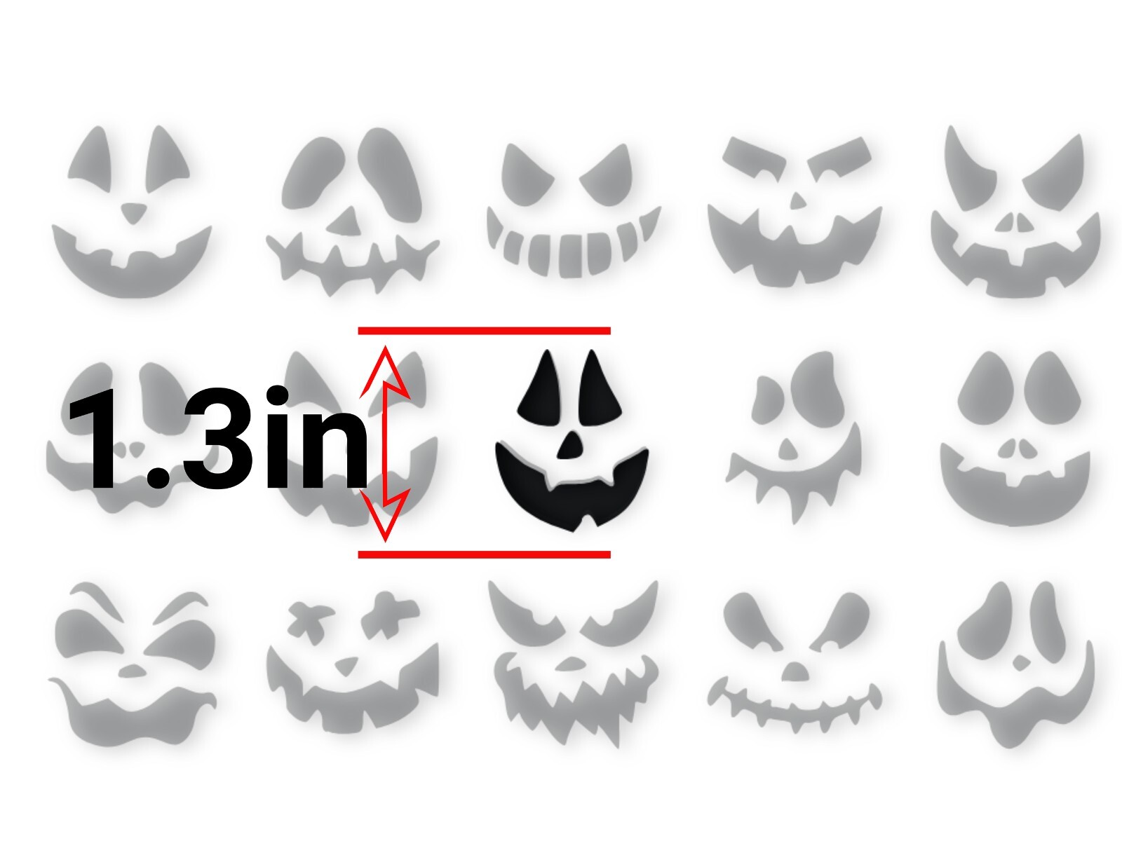 Halloween Pumpkin Faces Mini Stickers Decal Sheet 15 Different Vinyl Spooky Face
