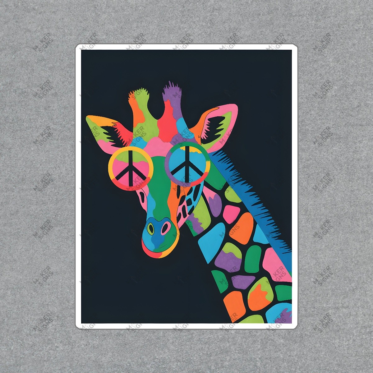 Colorful Giraffe Art Print Retro Pop Art Decor Whimsical Geometric #8258