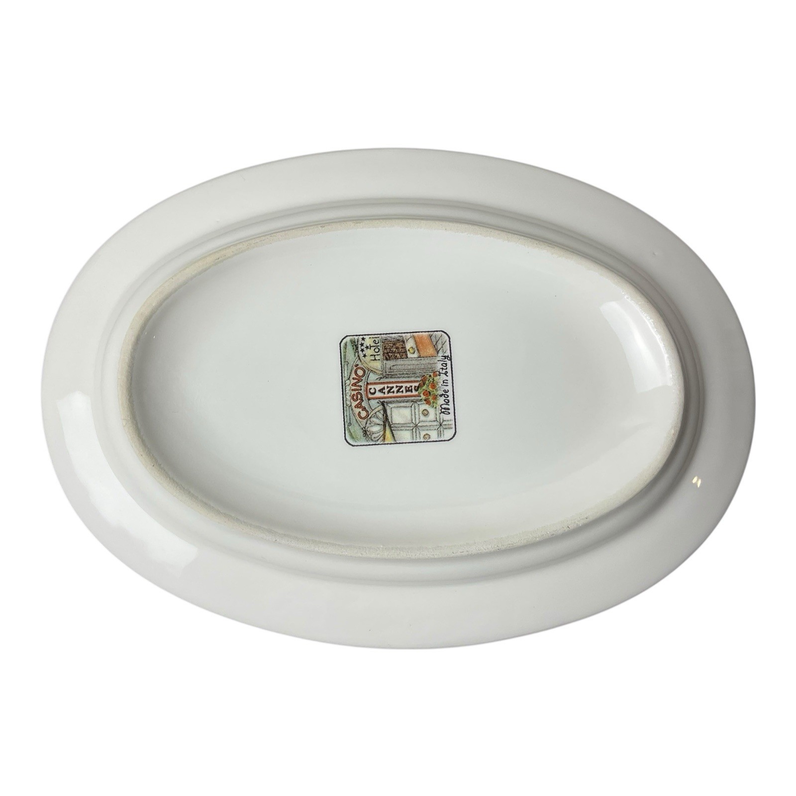 Vintage “Cannes Casino” Poolside Scene Oval Plate