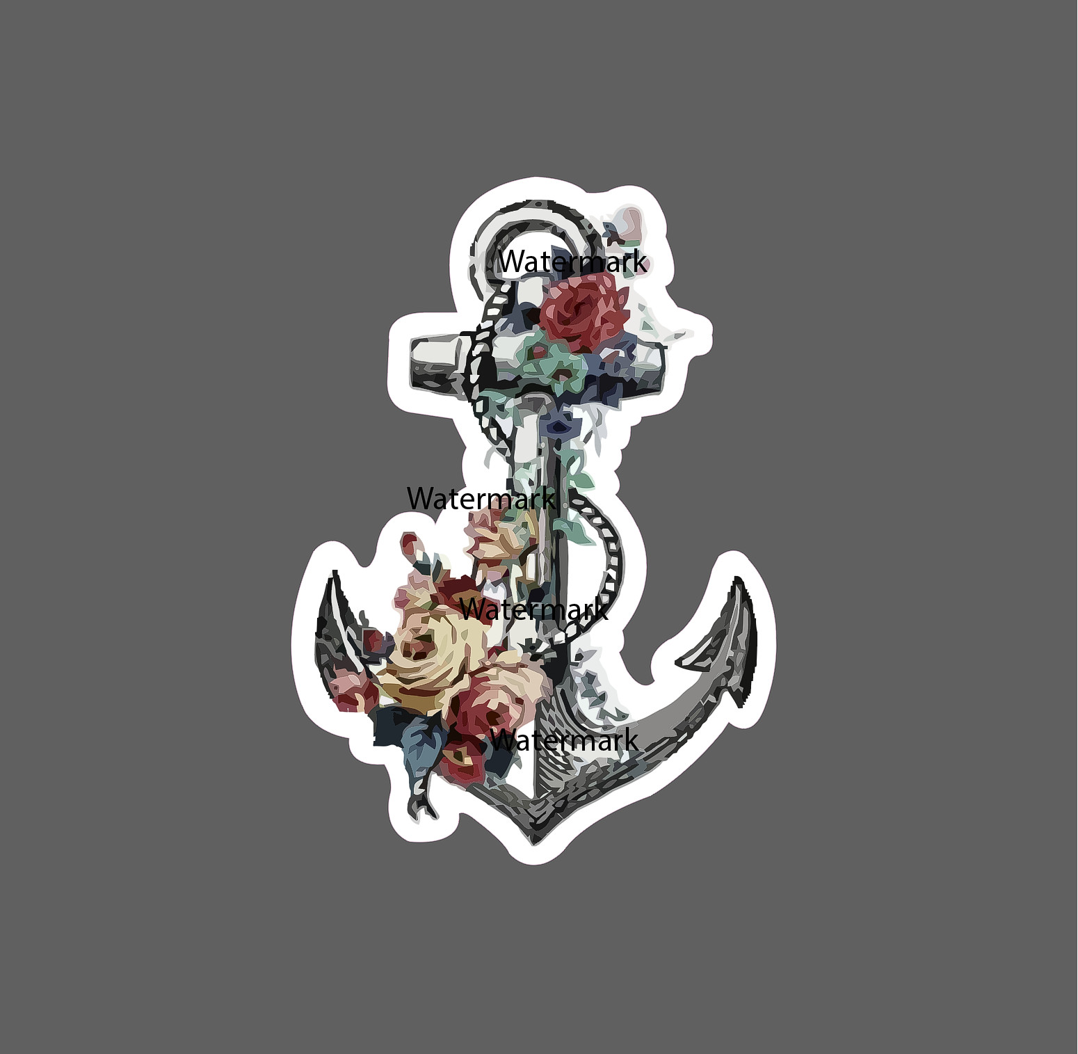 Anchor Floral Sticker Nautical Sailing
