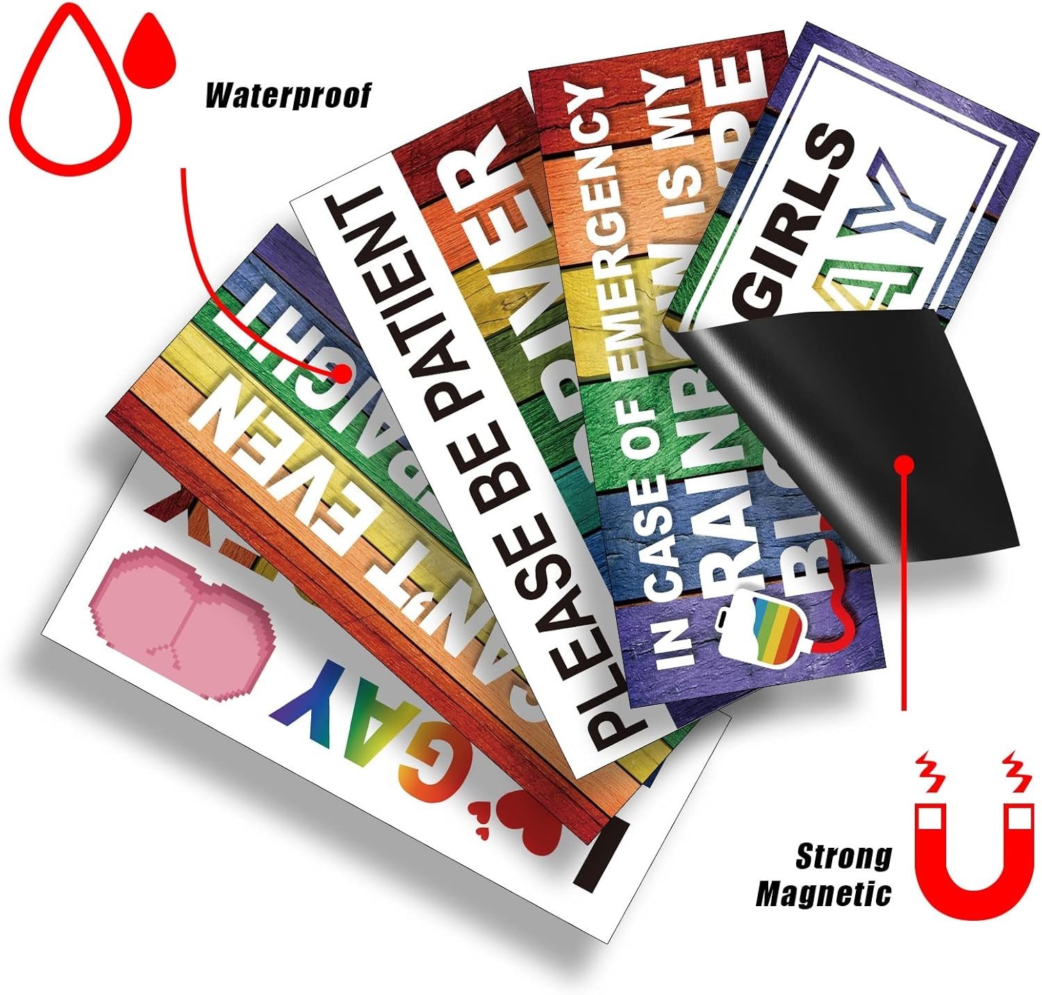 Funny Rainbow Magnetic Car Stickers Set for Vehicles and Metal Surfaces