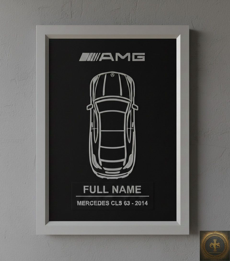 Personalized Mercedes Wall Art | Custom Car Frame | AMG Car Enthusiast Gift