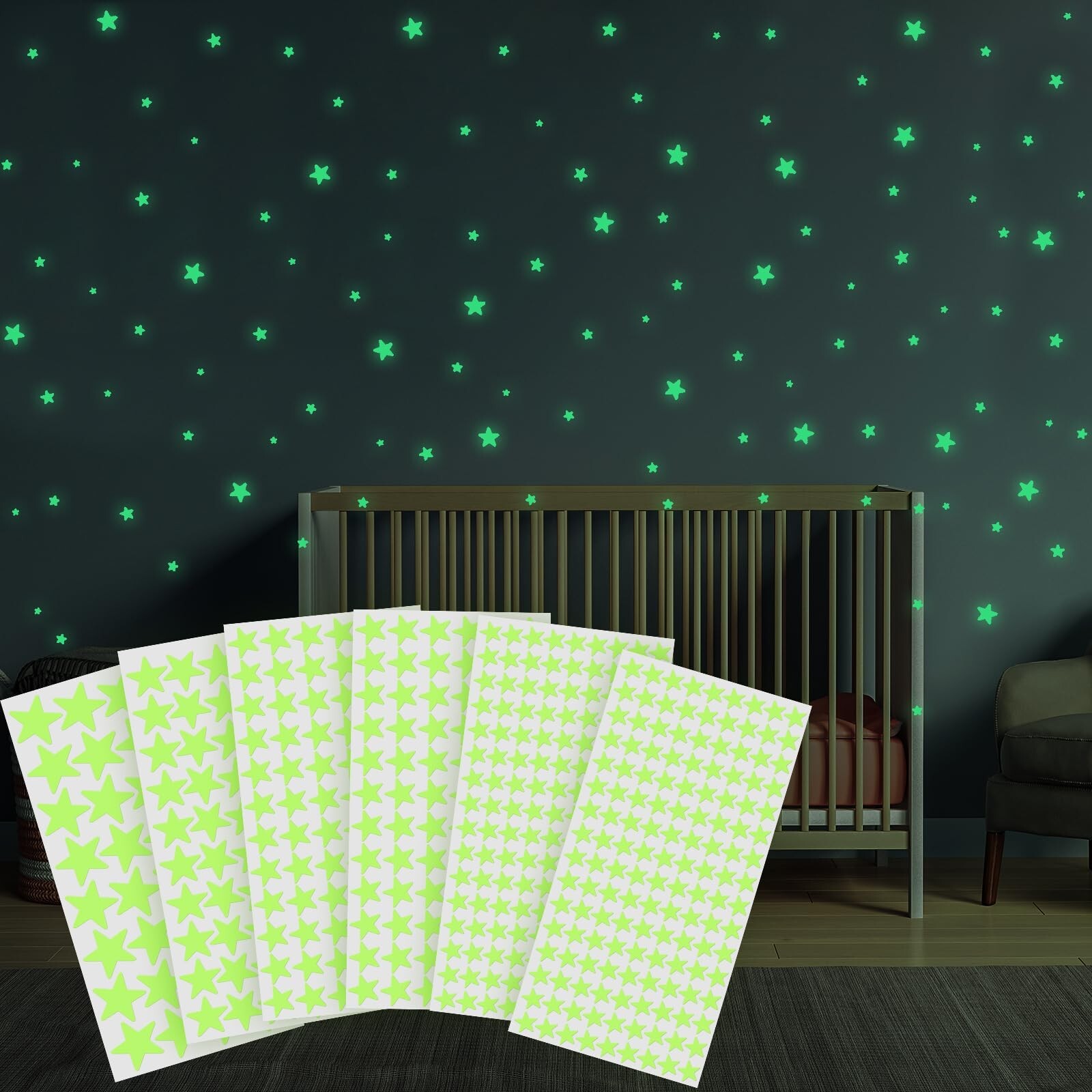 Glow in The Dark Stars Stickers for Ceiling, 514Pcs 3D Room Wall Decor Ceilin…