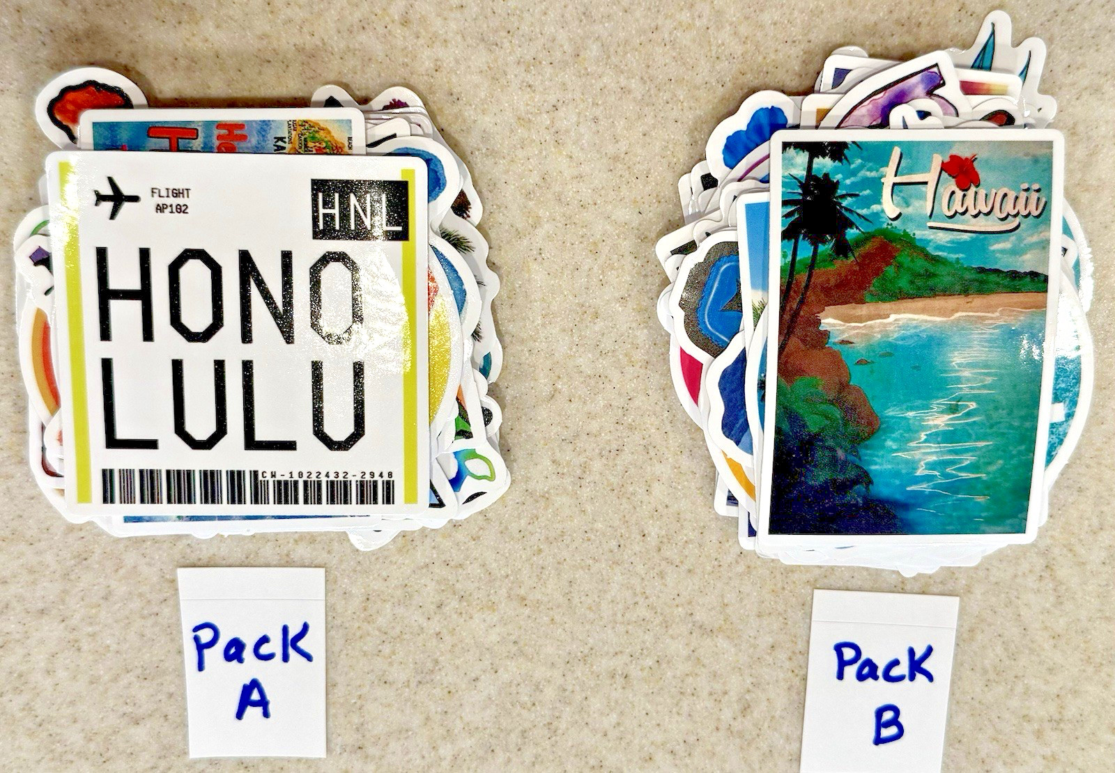 Hawaii, Surfing, Summer, Travel Stickers/Decals, NEW, Pick Your Pack of 50or100