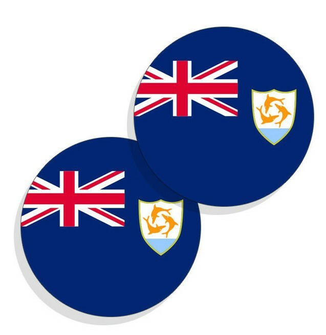 Anguilla Flag Stickers Flag Decals Vinyl Indoor Outdoor Stickers Round Set of 4