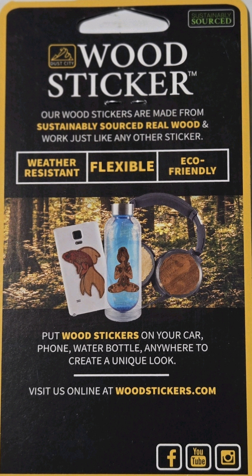 Dust City Wood Sticker "Coffee" biodegradable, dishwasher safe, flexible. USA