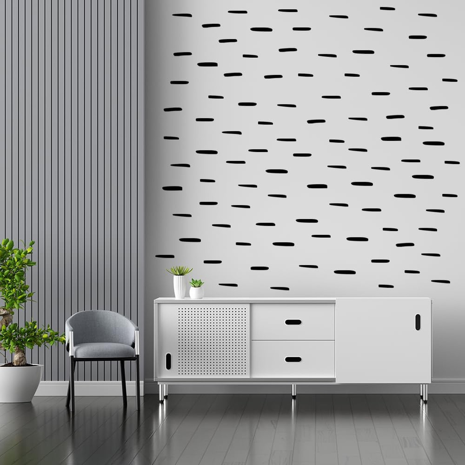 Black Wall Decals – 10 Irregular Shape Vinyl Sticker Packs – Minimal