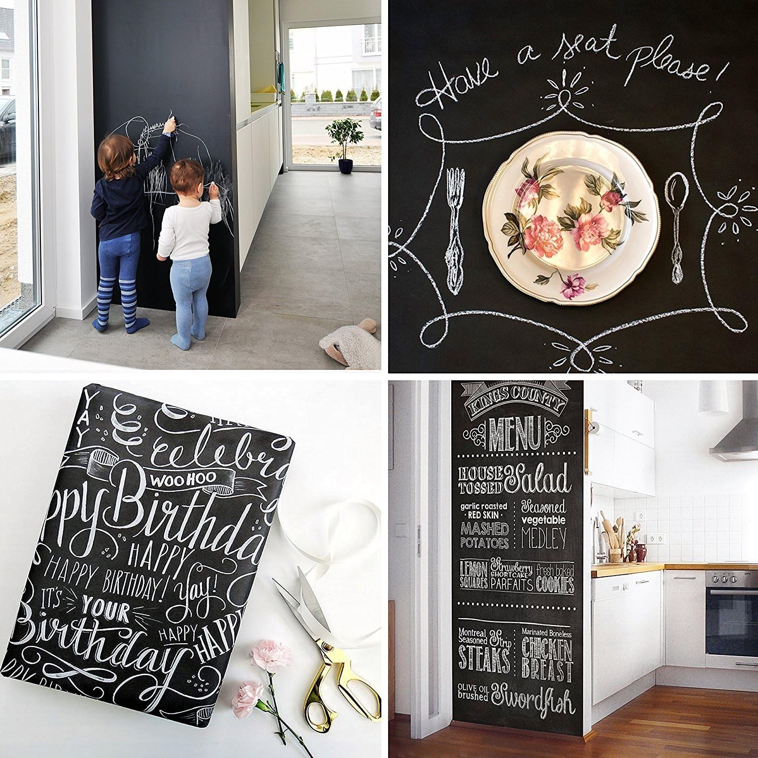 Chalkboard Adhesive Vinyl Roll (8 FEET) 10 Chalks Included – Peel & Stick Chal..