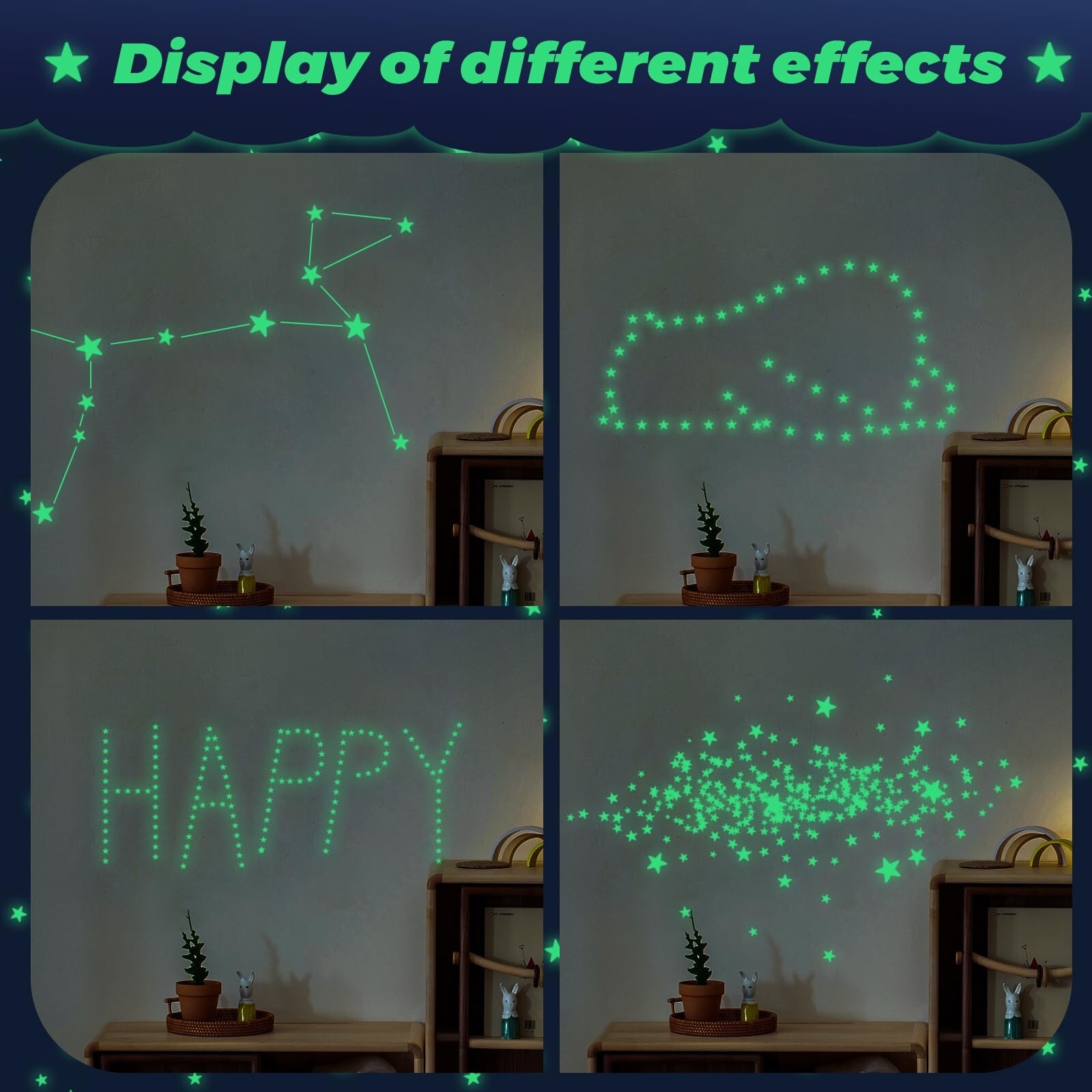 Glow in The Dark Stars Stickers for Ceiling, 514Pcs 3D Room Wall Decor Ceilin…