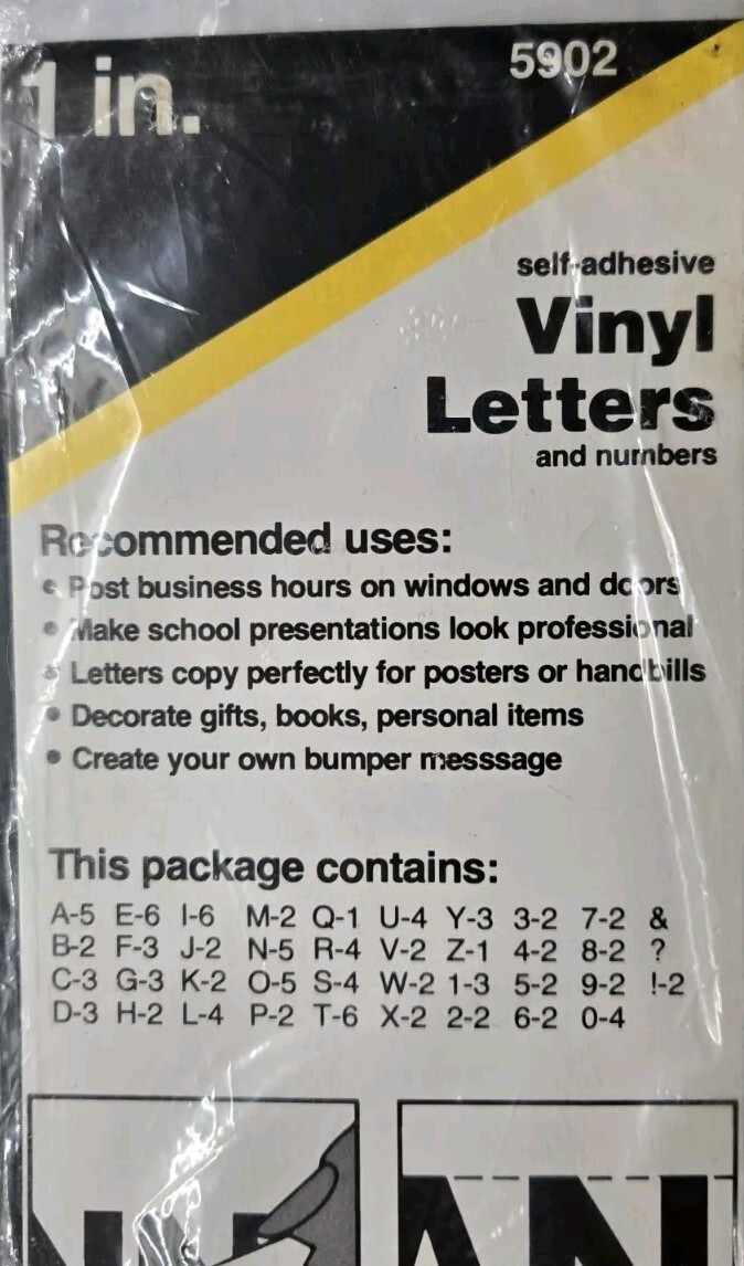 Avery 1" Black Self Adhesive Vinyl Letters and Numbers, 109 Characters