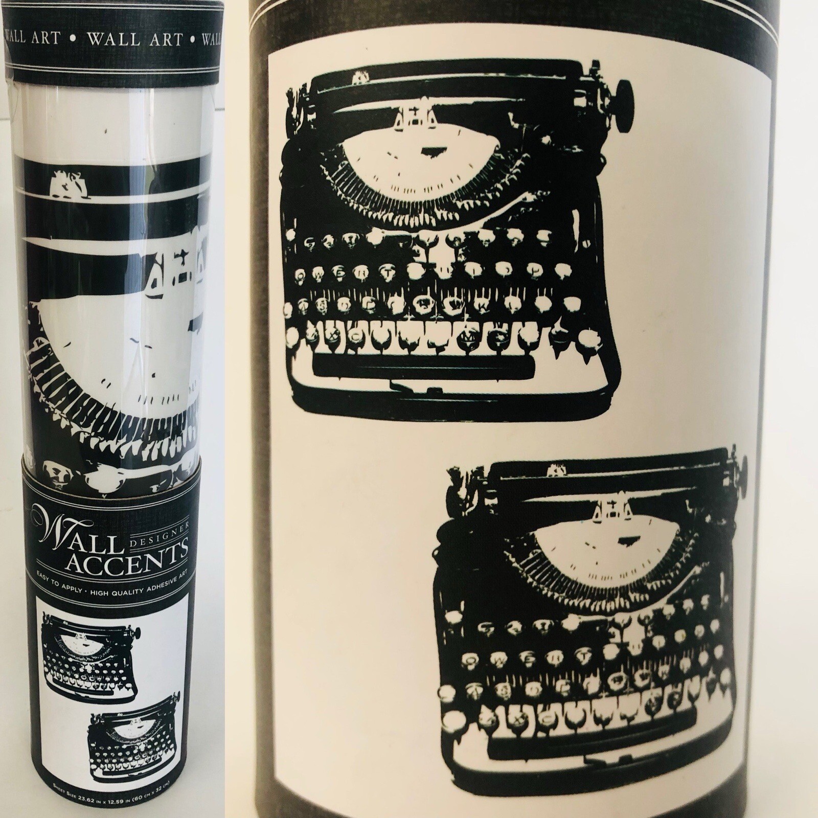 DCWV Decal Wall Art Sticker 2 Typewriters Black & White Vintage Look