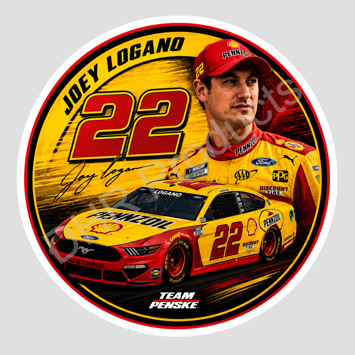Joey Logano Number 22 Round Logo Vinyl Sticker/Decal NASCAR 01