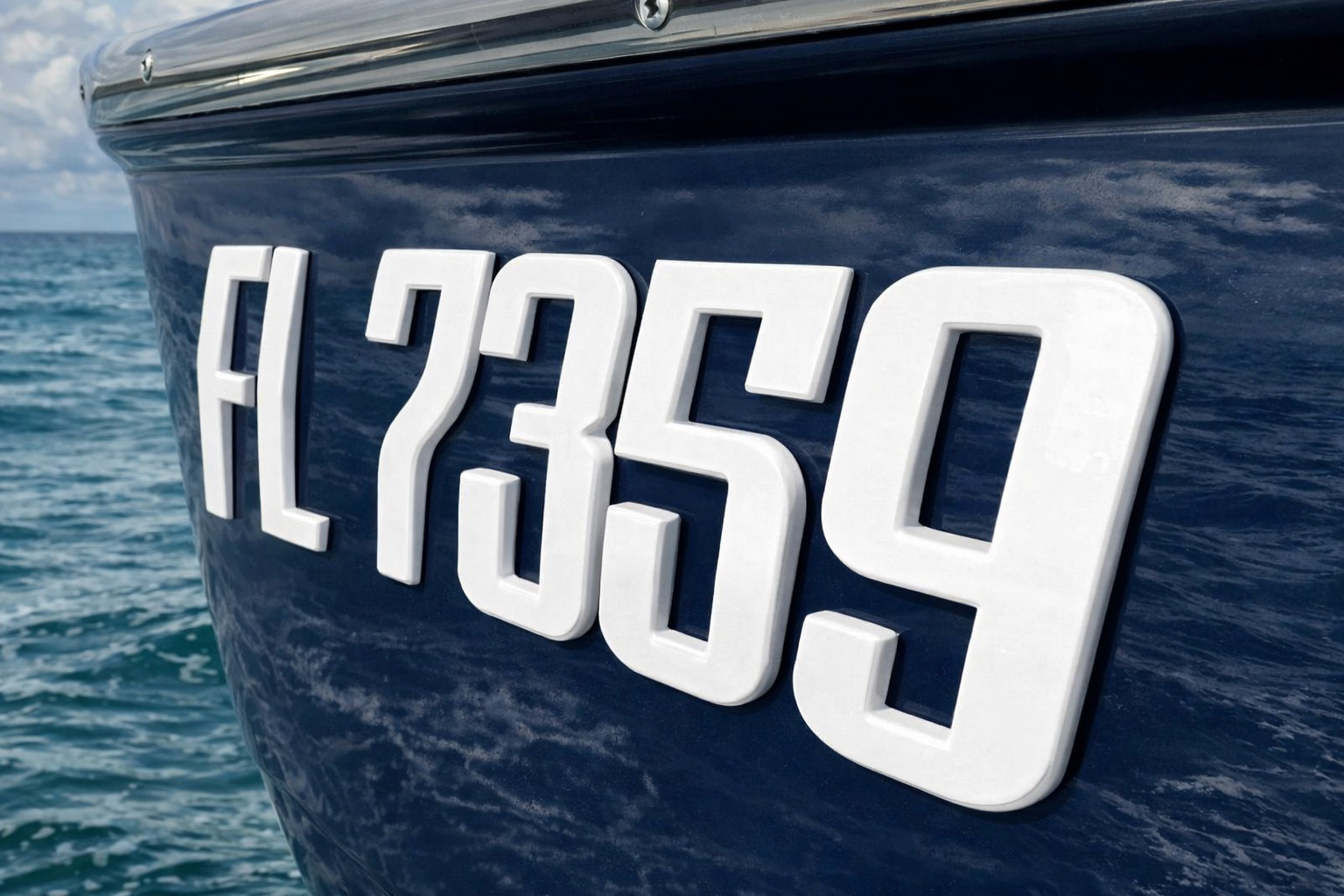 White Raised 3D Boat Registration Numbers Letters | Marine Grade Emblem