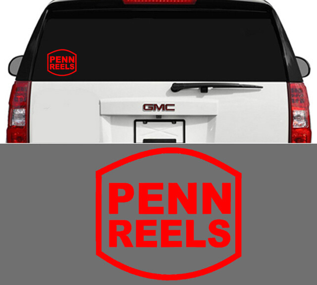 Penn Fishing Reels Tackle Outdoor Sports Vinyl Window Decal Sticker Red