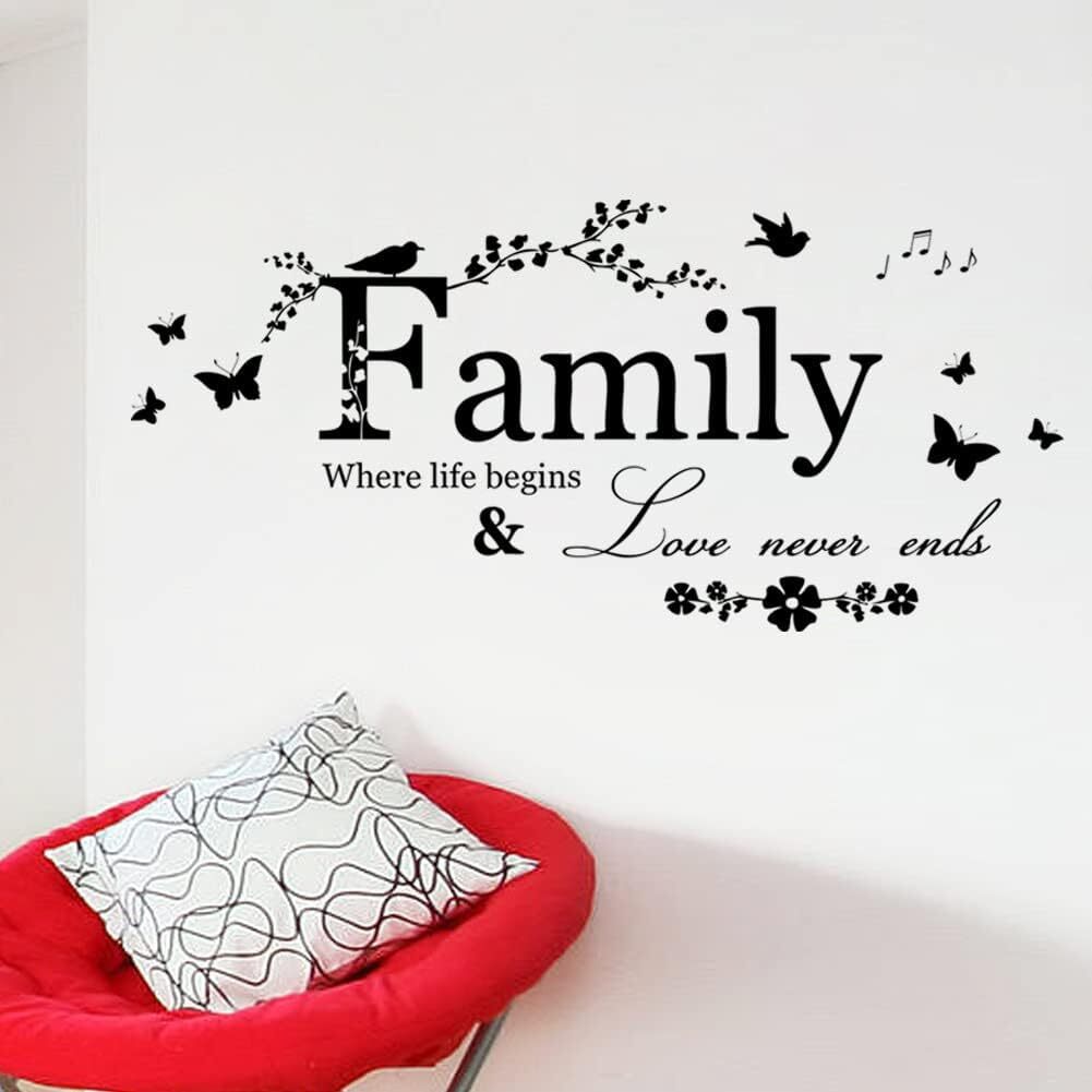 Family Letter Quote Removable Vinyl Decal Art Mural Home 22" x 10", Black