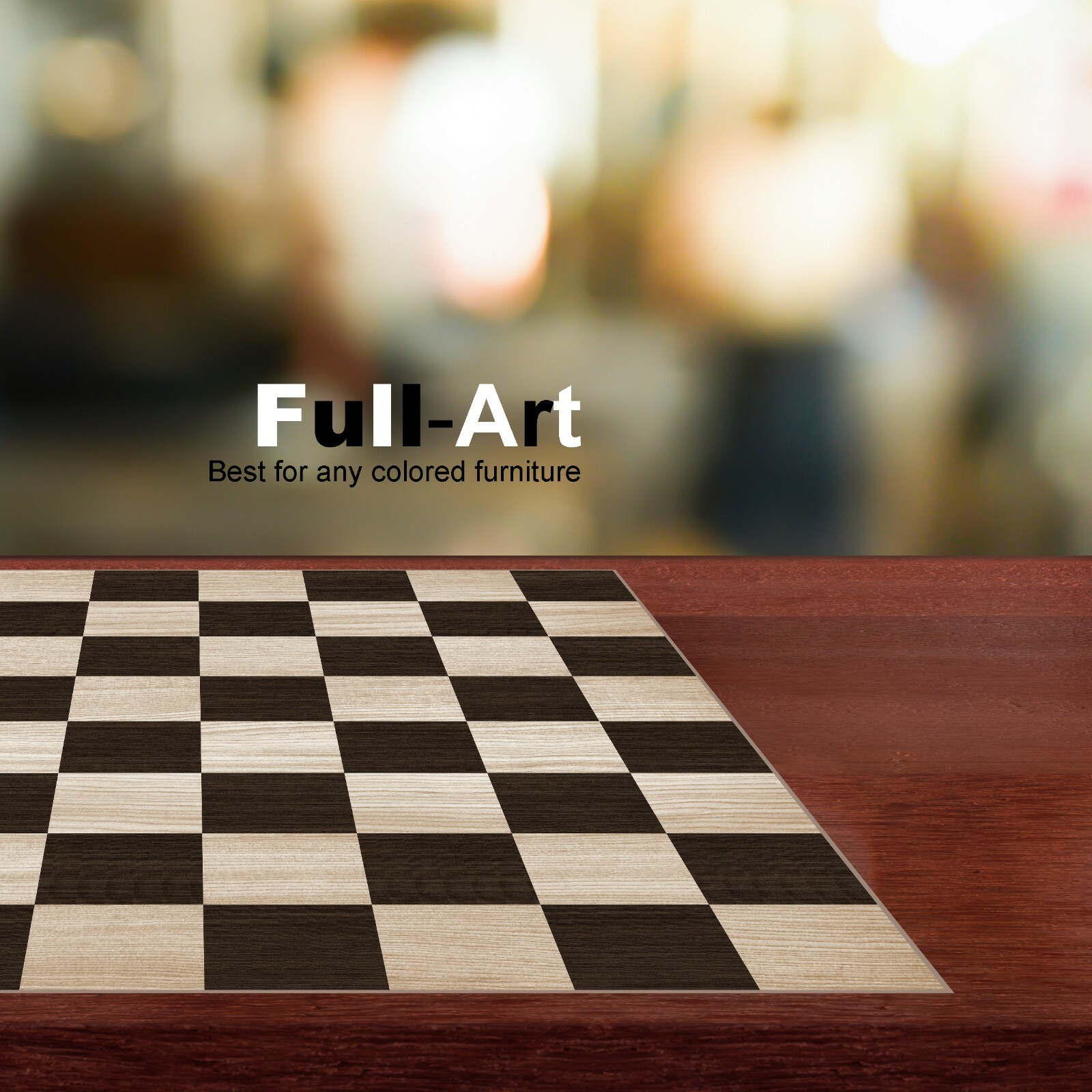 Classic Chess board Checker vinyl sticker decal with real wood grain art
