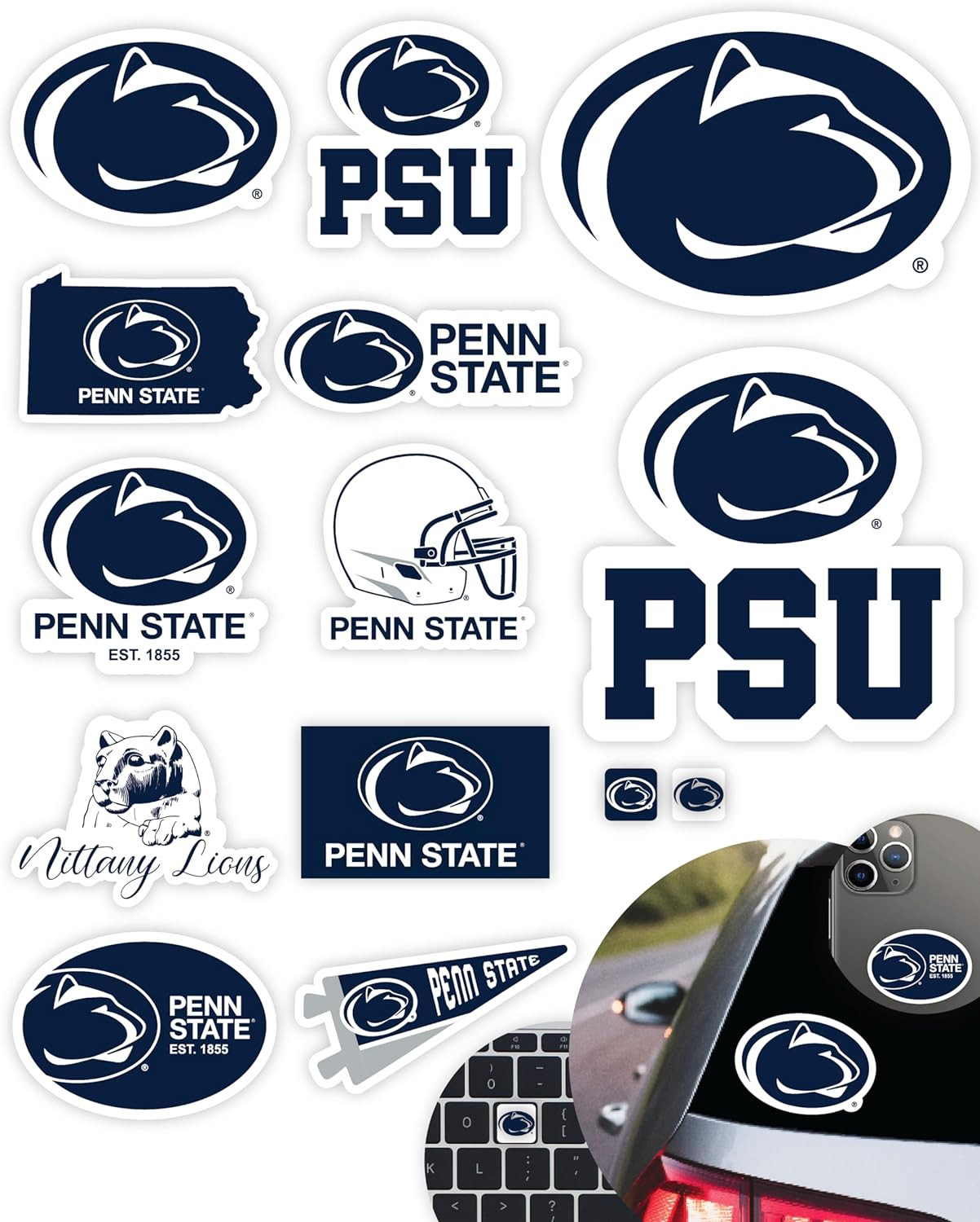 PSU Stickers for Gift, Car, Water Bottle, Laptop, and Phone for Football Fans an