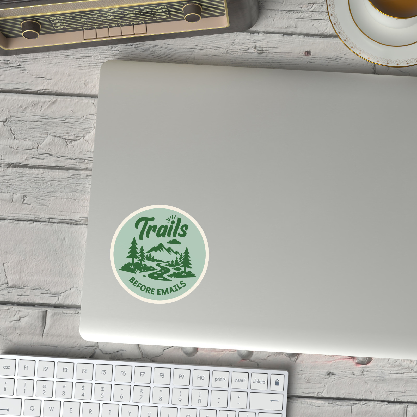 Trails Before Emails Hiking Sticker Camping Backpack Outdoor Decal