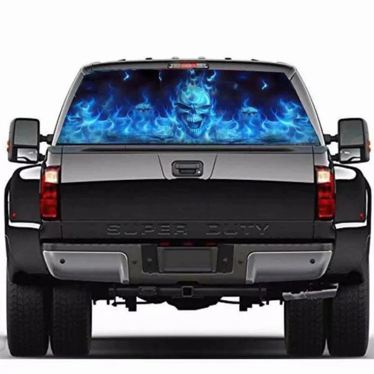 D-738 Burning Skull Car Rear Window Sticker Color Graphic Sticker, 135x36cm, D-7