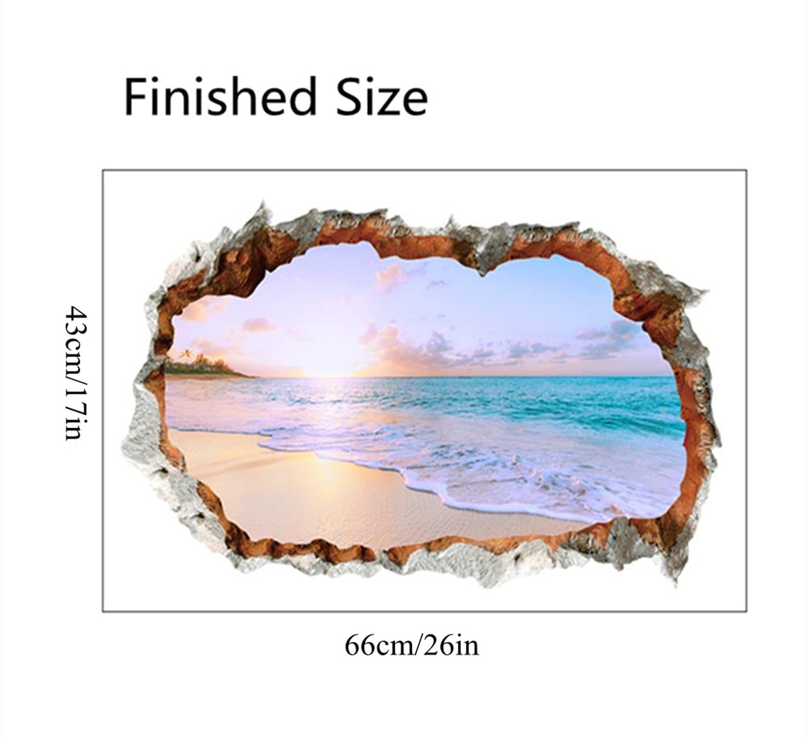 3D Broken Wall Removable Sunny Beach Wall Stickers for Bedroom Living Room St…