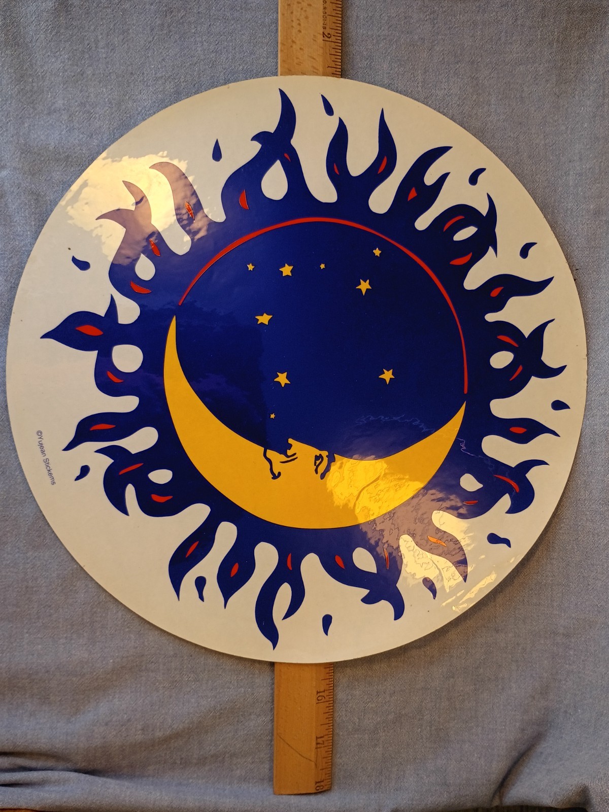 Vintage Yujean Stickems Moon And Sun Sticker 12in. NOS