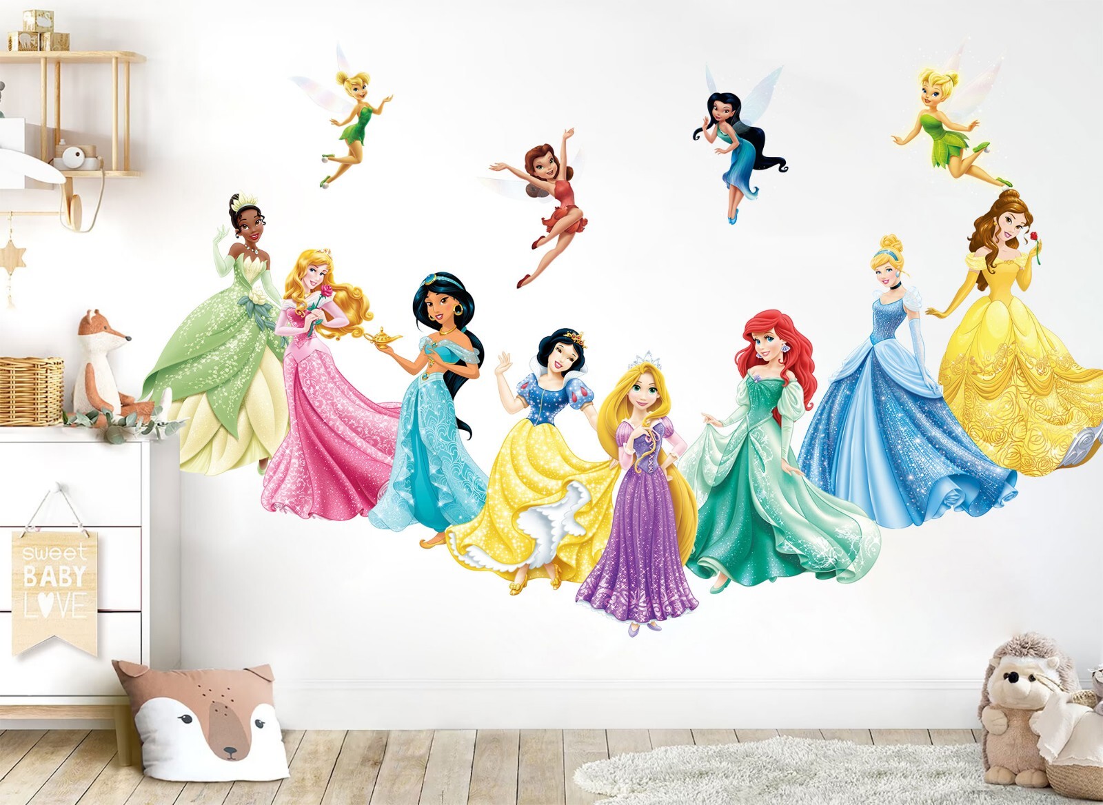 princess Characters Flower Fairy Baby Nursery Wall Decal girl room gift