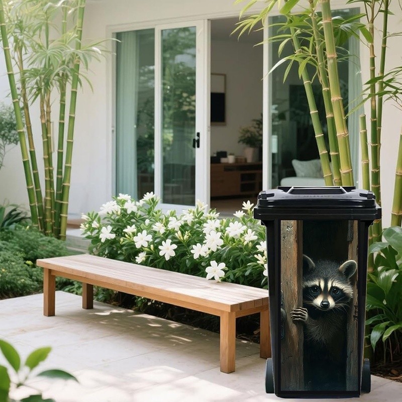 Animal Pattern Trash Can Decal Funny DIY Sticker Large Bin Decor Outdoor Use
