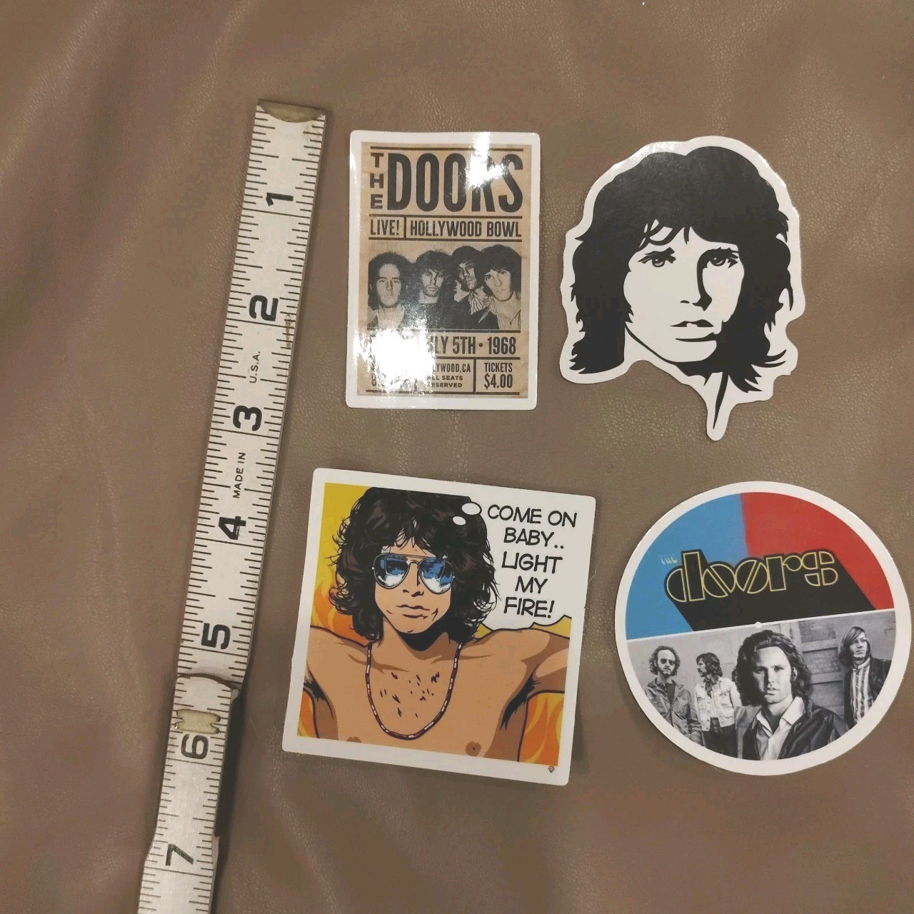 Lot of 4 THE DOORS 1" to 3" Band Logo Stickers JIM MORRISON B37