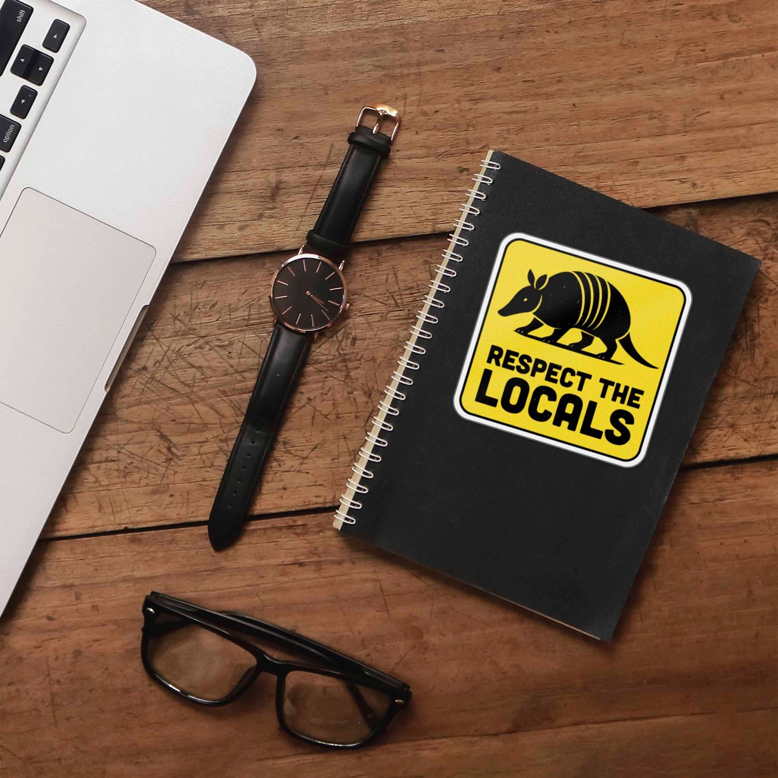 Respect the Locals Armadillo Sticker – Southern Decal for Water Bottle & Laptop