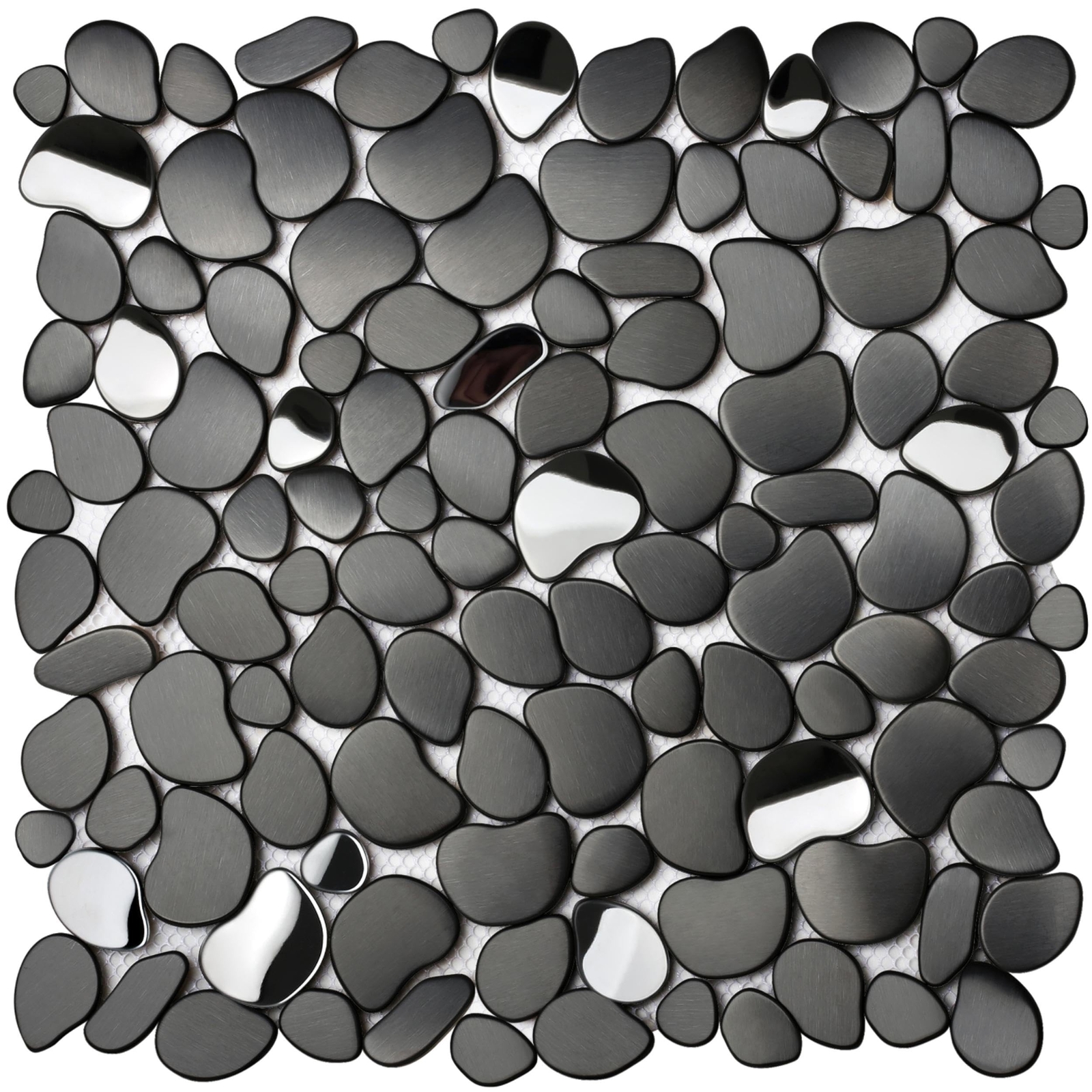 Black Tile Backsplash Pebble Tile Metal Mosaic Tiles for Kitchen Backsplash B…