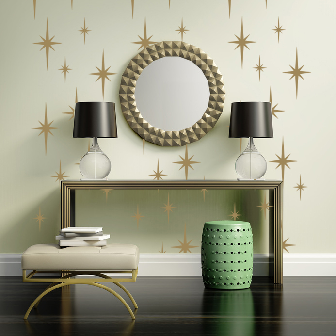 Retro Starburst Wall Decals, Atomic Star Decal, Geometric Decor, Mid Century Mod