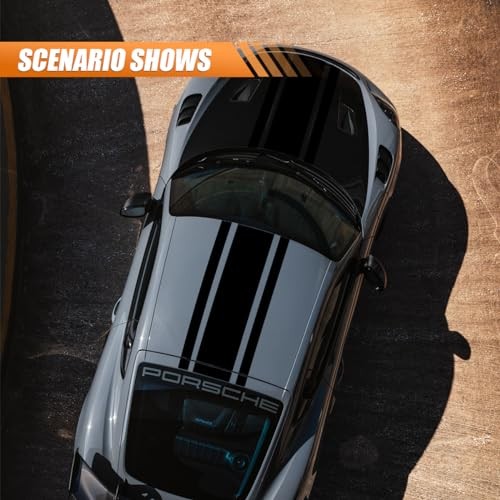 49"x 8.7" Car Hood Stripe Sticker Decal, Vinyl Auto Racing Body Side Black