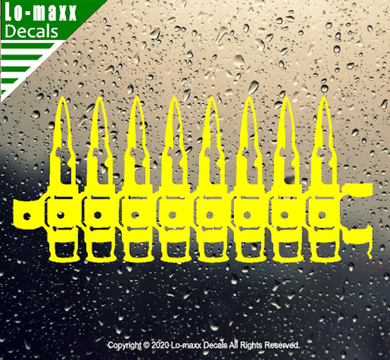 Ammunition Ammo Belt Linked Cartridge Art Superior Quality Die Cut Vinyl Decal