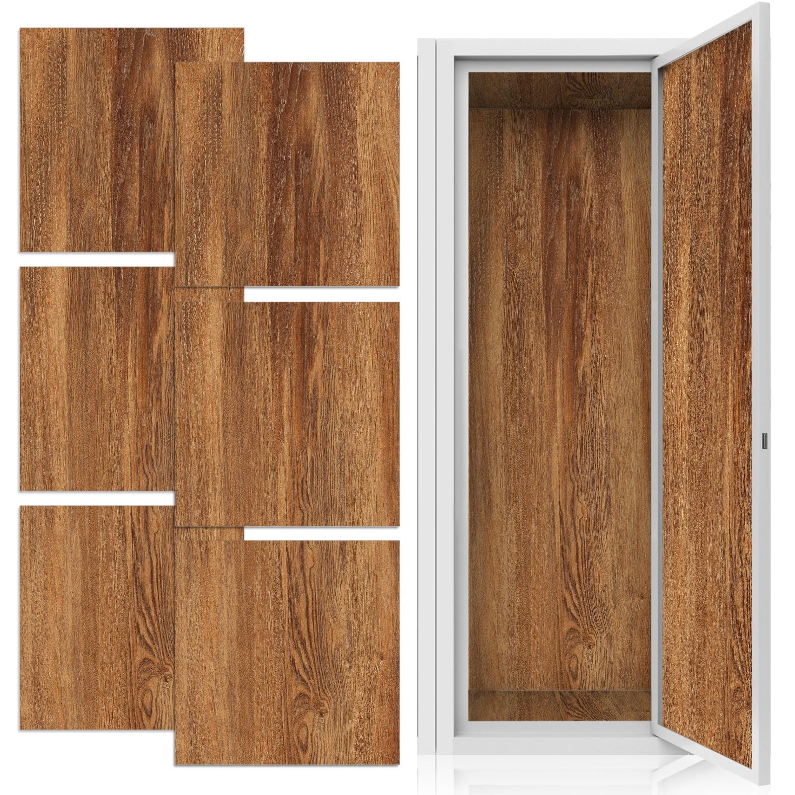 6 Pcs Locker Magnetic Wallpaper Locker Brown Wood Grain Wall Magnetic Sticker…