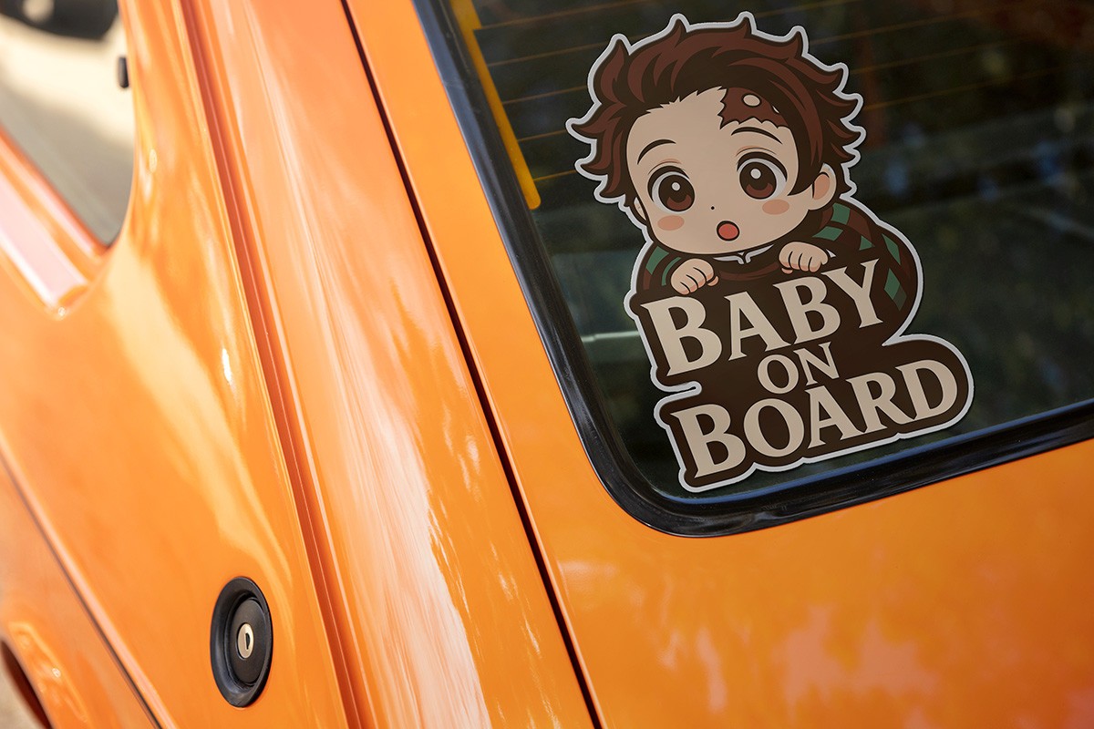 🔖 Demon Slayer Baby On Board Decal – Glossy Vinyl Sticker – 6.5” × 5”