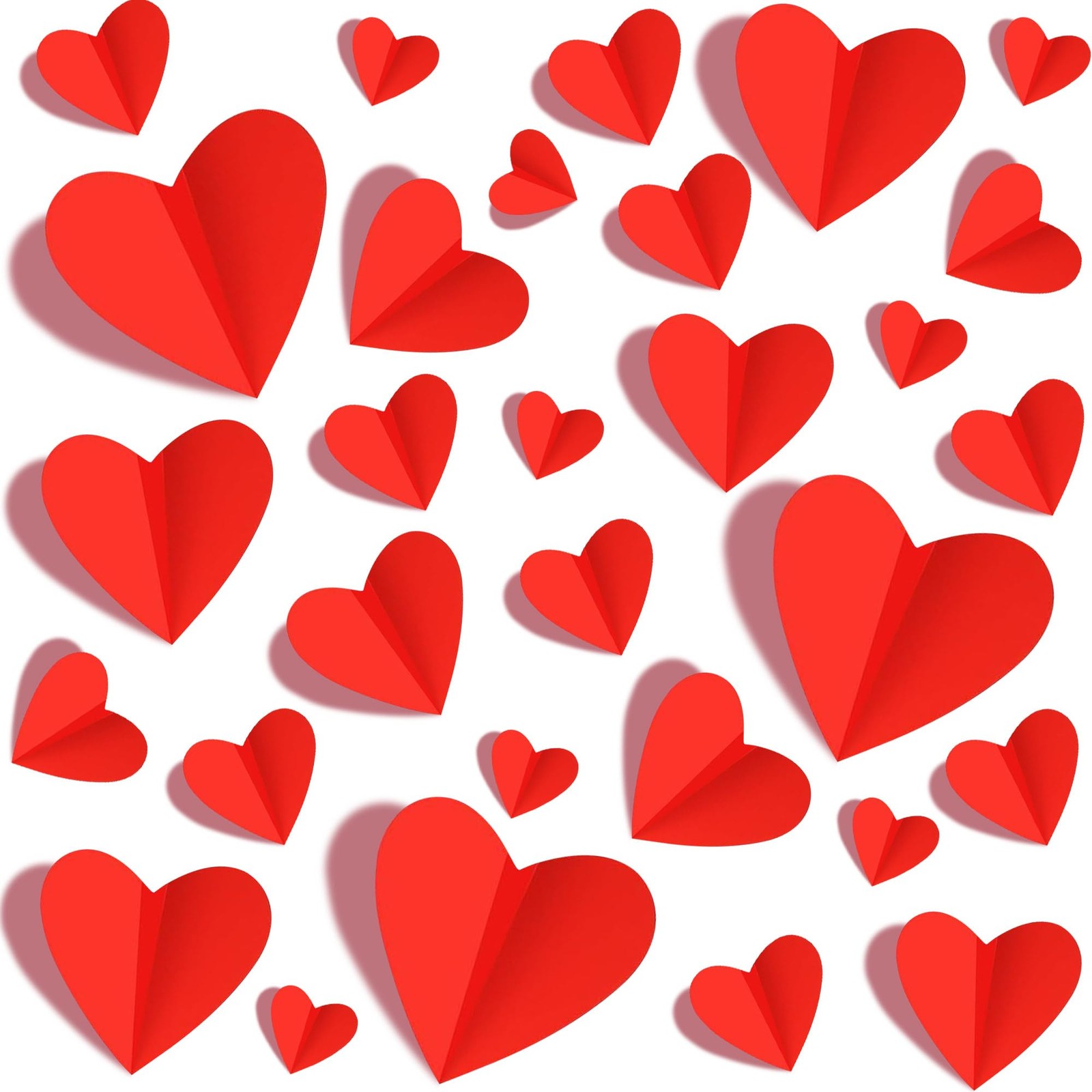 120 Pcs Valentine's Day Wall Stickers, 3D Red Heart Waterproof Decals for Wed…
