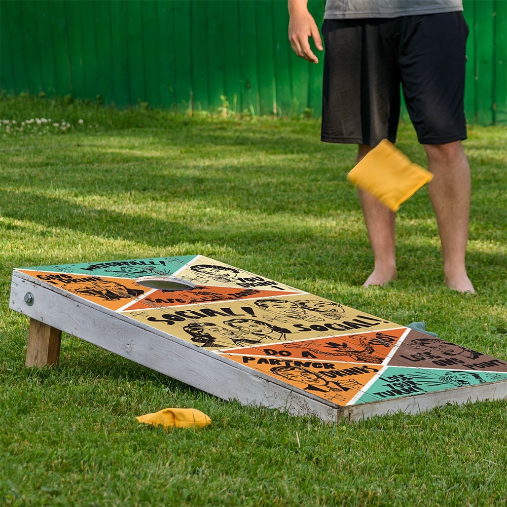 Drinking Game Retro Vintage Vibe Cornhole Board Wraps and Decals Vinyl Sticker