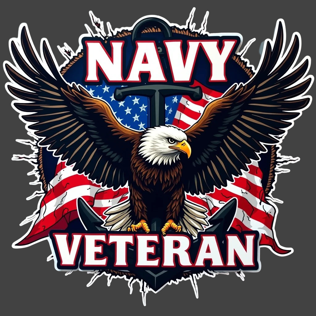 Navy Veteran Eagle Anchor Sticker Vinyl Decal Military Patriotic USA Pride