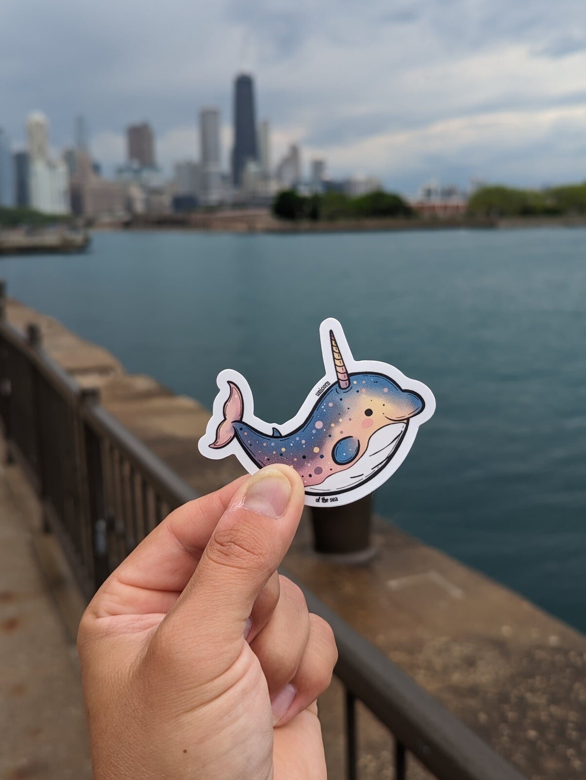 Narwhal Vinyl Sticker – Cute Pastel Ocean Animal Waterproof Glossy Decal