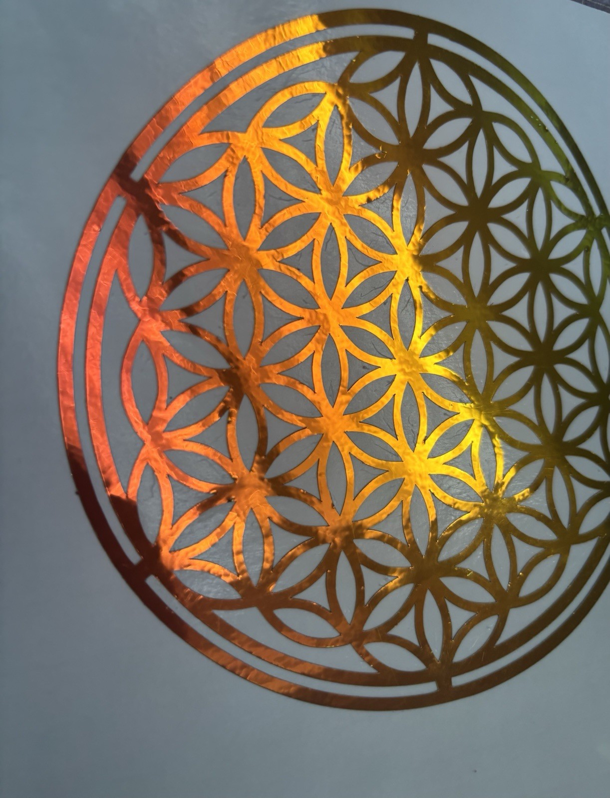 Flower of Life Vinyl Decal 5”X5” Holographic Red–Copper Sacred Geometry
