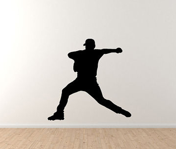 Sports Silhouette – Baseball Pitcher Fastball Version 1 – Vinyl Wall Decal