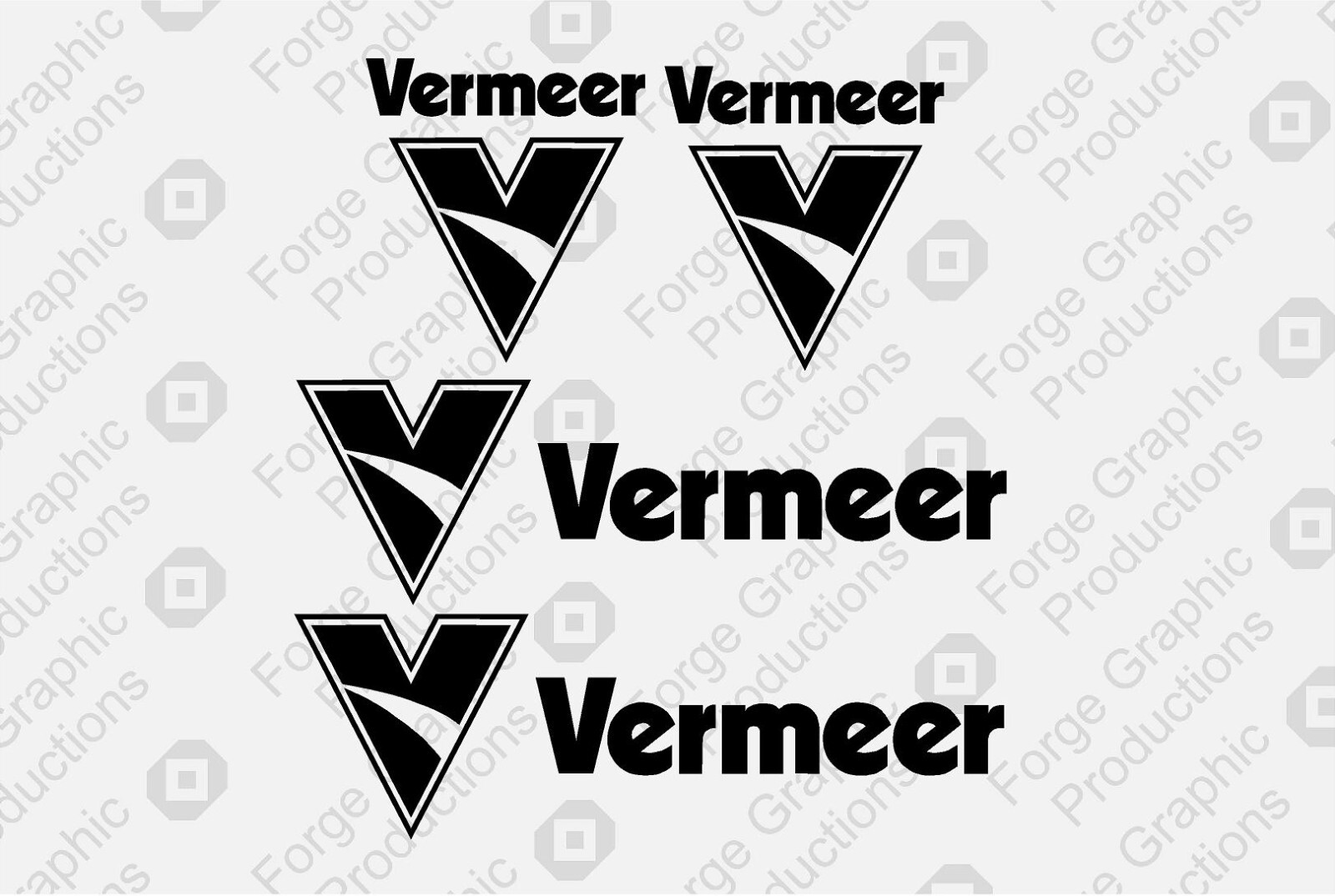 Vermeer Vinyl Decal Kit 12” Sticker Logo Black or white Wood Chipper Loader
