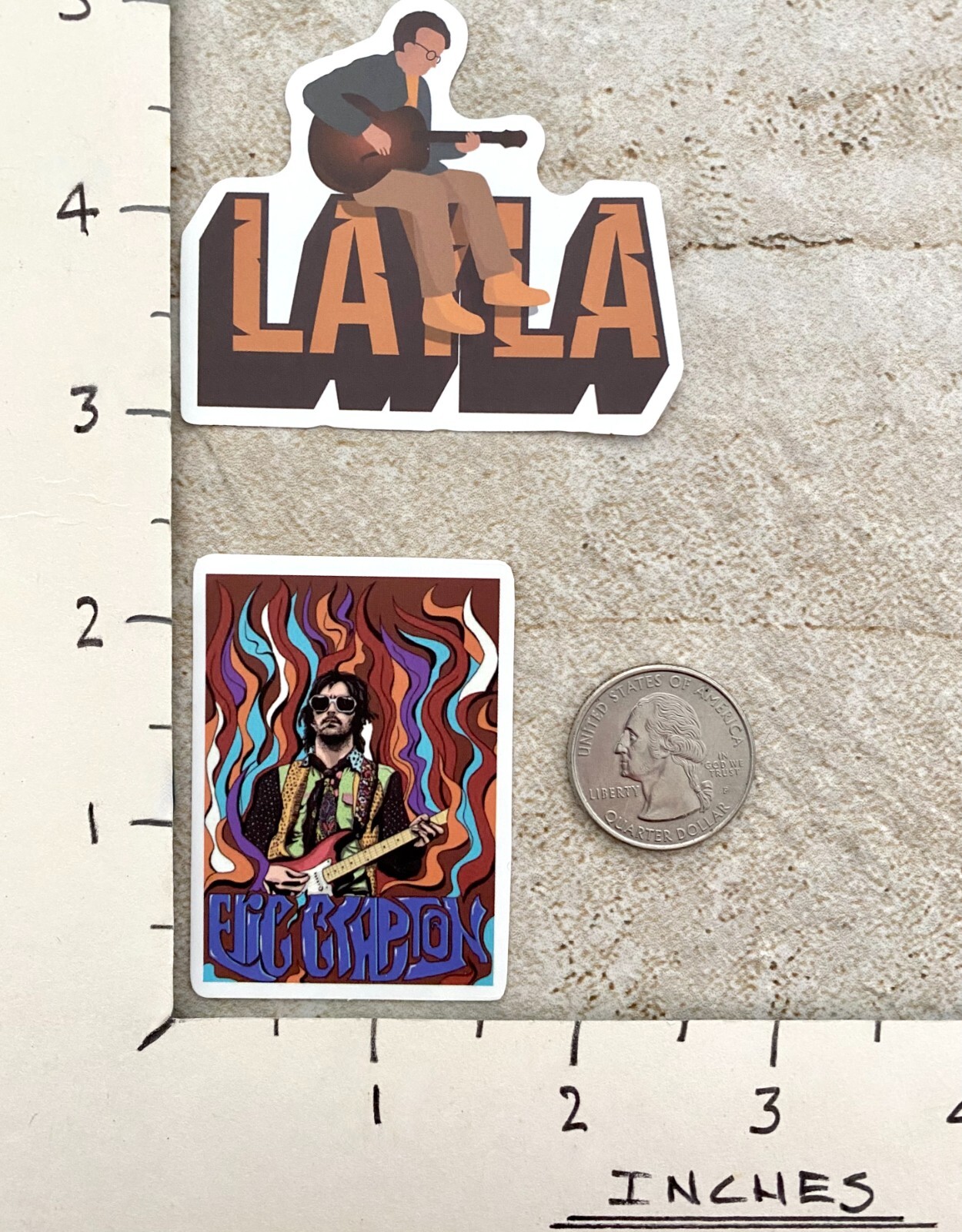 Eric Clapton Lot of 2 SMALL Vinyl Stickers, Layla, Mailed USPS Envelope